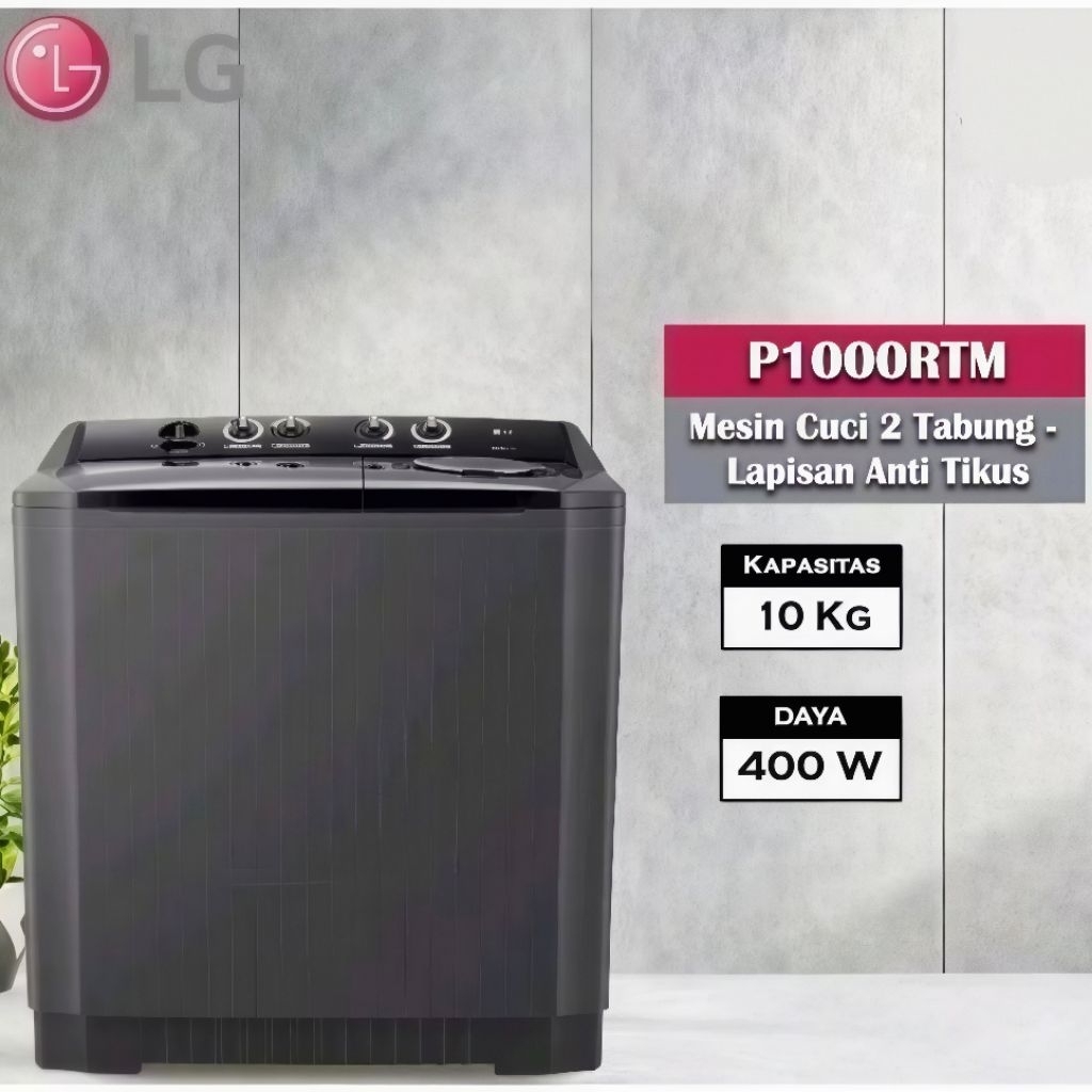 Mesin Cuci LG P1000RTM / Mesin Cuci 2 Tabung 10Kg