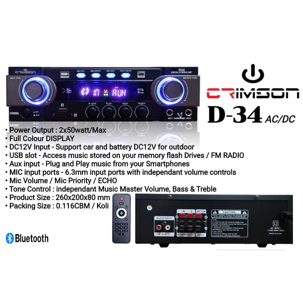 POWER AMPLIFIER CRIMSON D34 ORIGINAL AMPLI CRIMSON D 34 BLUETOOTH