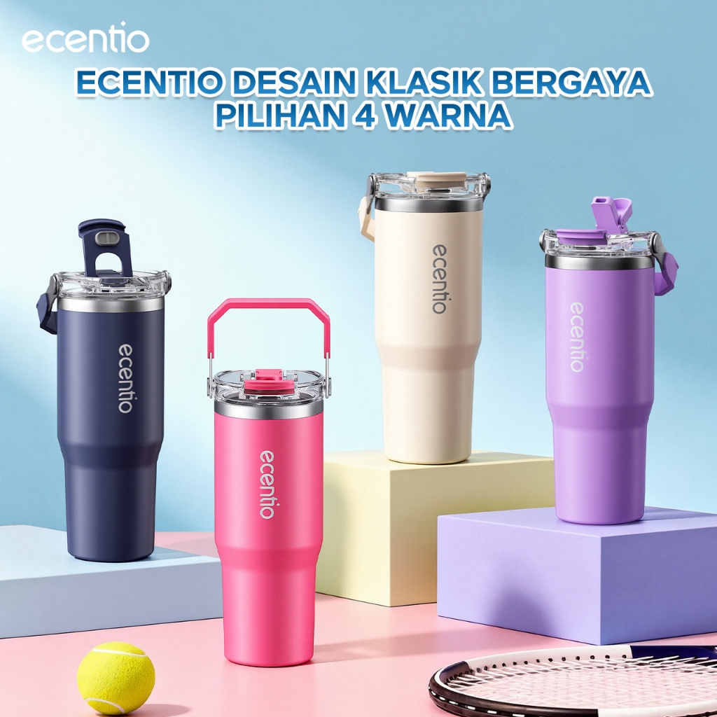 Special [Jessica Efendy] ecentio tumbler Stainless 900ml Portable aesthetic termos lucu Botol minum 