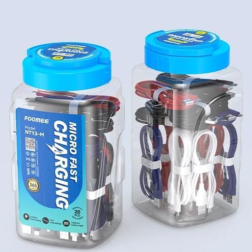 FOOMEE NT13-M/NT13-C/NT13-L/ NT23-M/NT23-C/NT23-L (1toples isi 20pcs) DATA MICRO/TYPE-C 2.4A 100CM