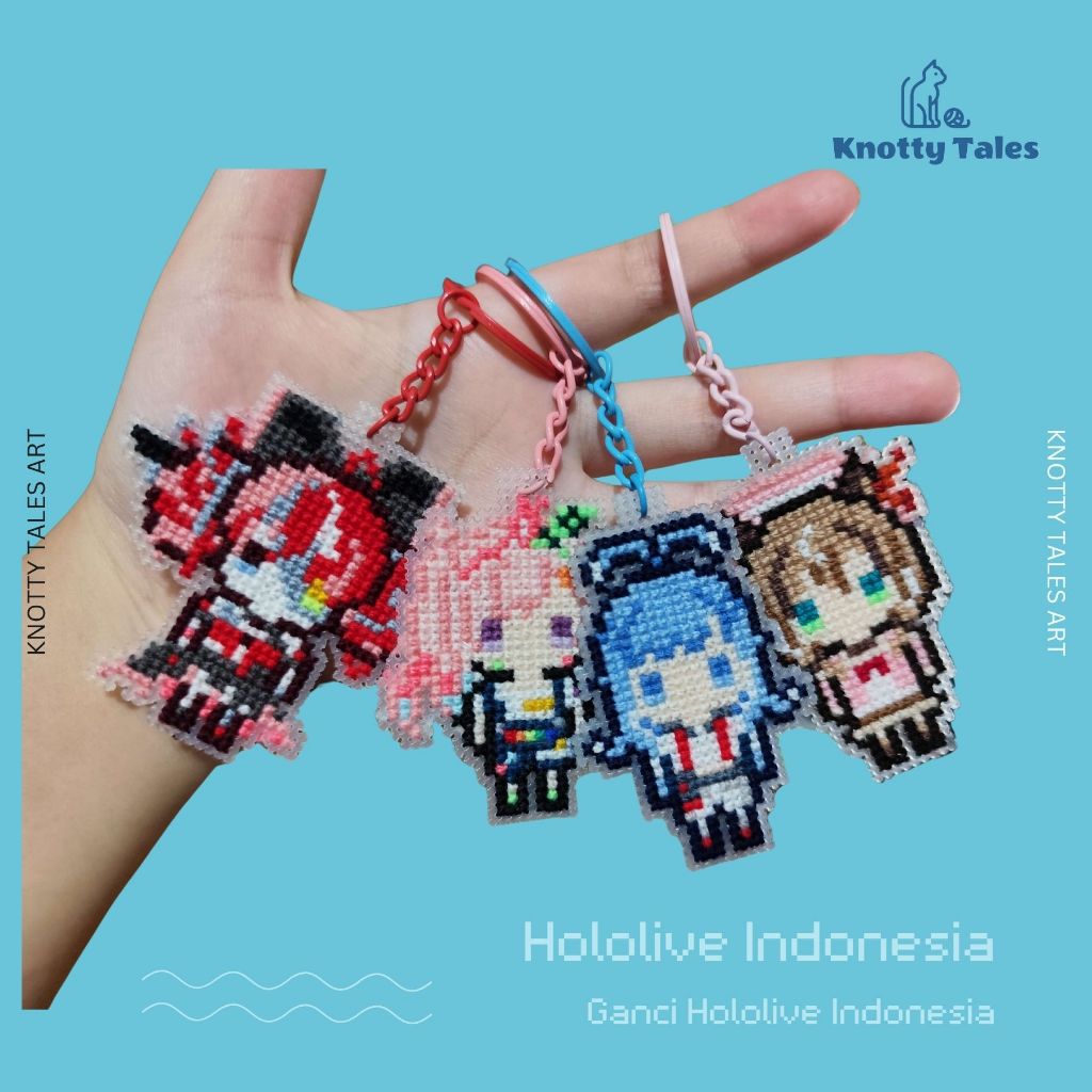 Hololive Indonesia Gantungan Kunci Keychain Merchandise Anime Pixel Handmade Knotty Tales