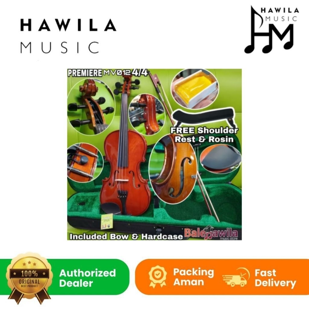 Biola Violin PREMIERE MV012 4/4 , MV012 3/4 , MV100 3/4 , MV100 1/2 + HARDCASE