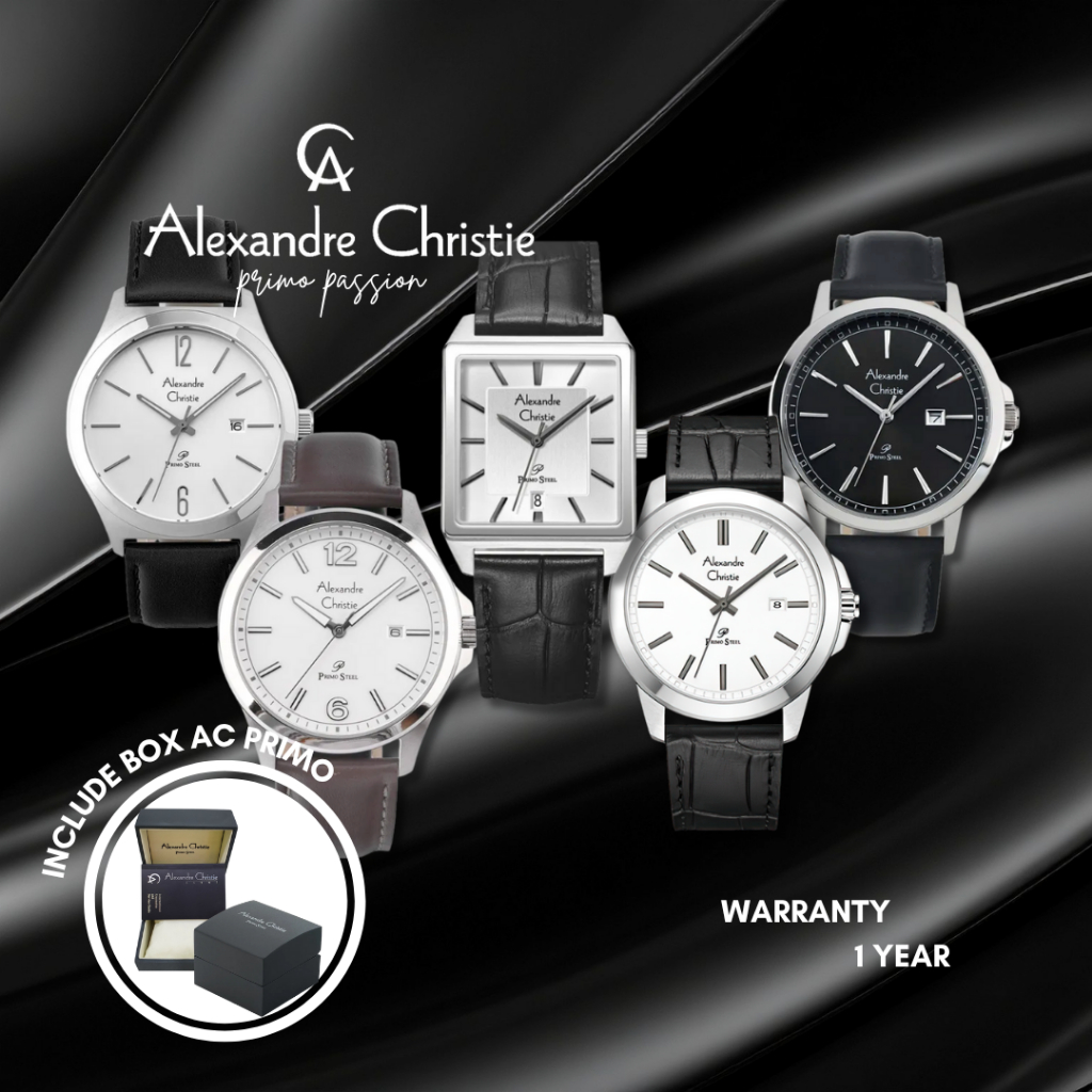 JAM TANGAN PRIA ALEXANDRE CHRISTIE PRIMO STEEL LEATHER STRAP ORIGINAL WATCH SILVER AC PRIMO KULIT ST