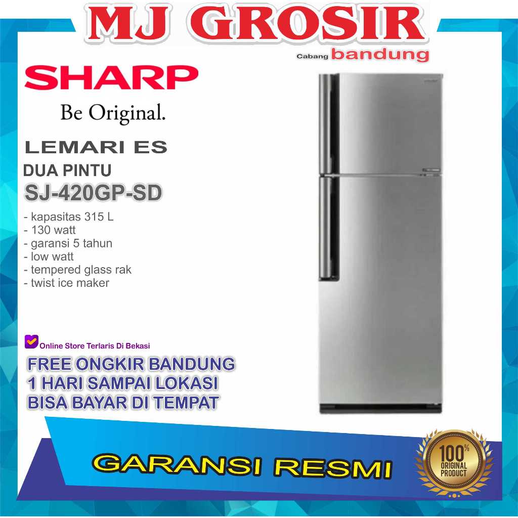 KULKAS SHARP SJ 420 GPSD LEMARI ES 2 PINTU SJ420GPSD SJ 420GPSD PLASMA