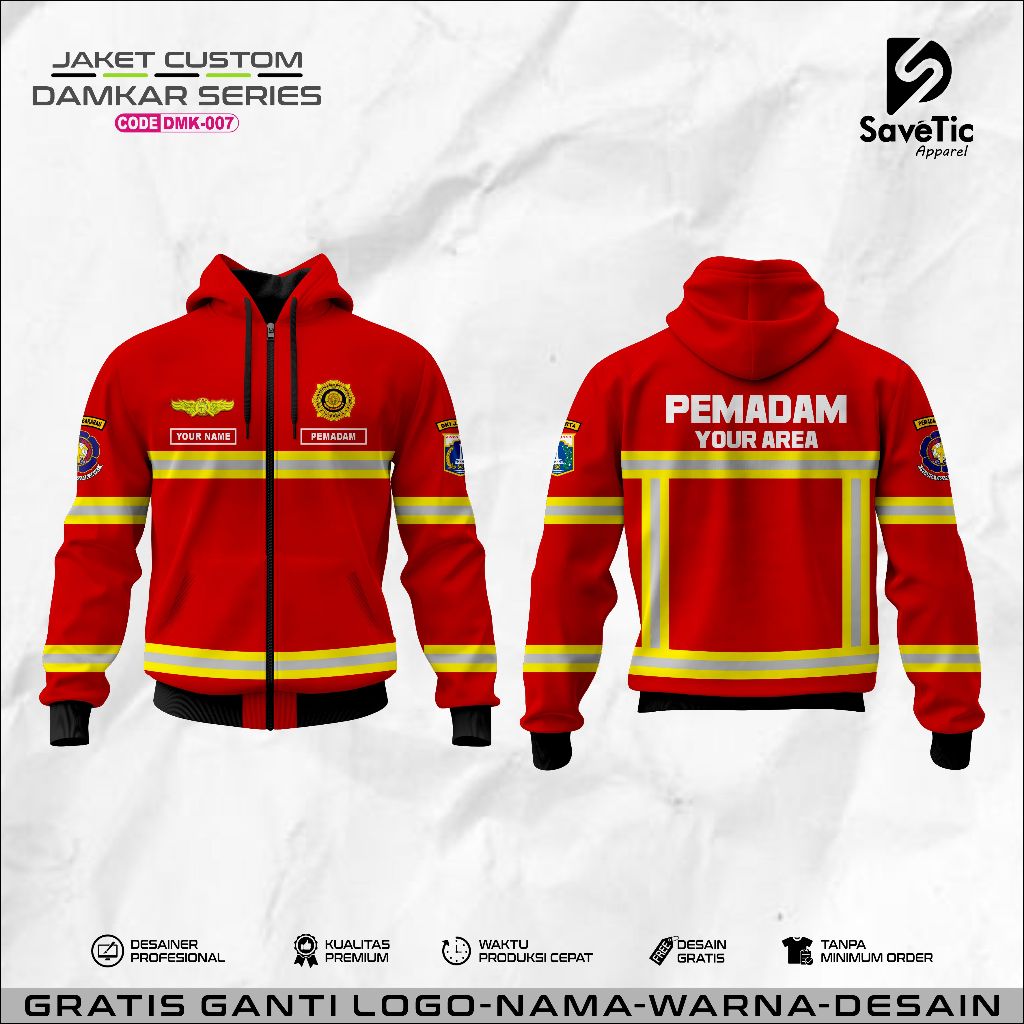 Jaket Damkar Full Printing Sublim/Jaket Custom Damkar/Hoodie/Bomber/Tracktop/Jaket Custom Pemadam Ke