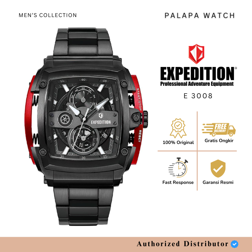 Jam Tangan Pria Expedition 3008 EXP 3008 / E 3008 / E3008 Rantai Original Garansi Resmi 1 Tahun