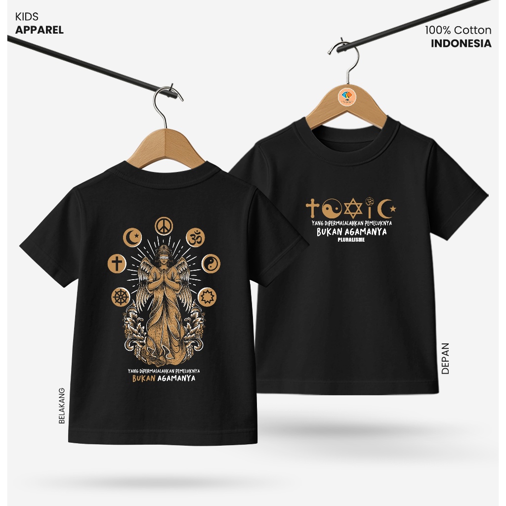 Baju Kaos Distro Anak Laki Laki Depan Belakang Keren Usia 3 - 10 Tahun - Kidswear Motif Pluralisme V