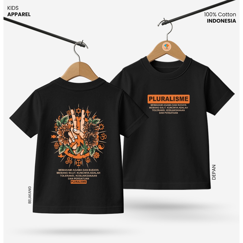 Baju Kaos Distro Anak Laki Laki Depan Belakang Keren Usia 3 - 10 Tahun - Kidswear Motif Pluralisme V