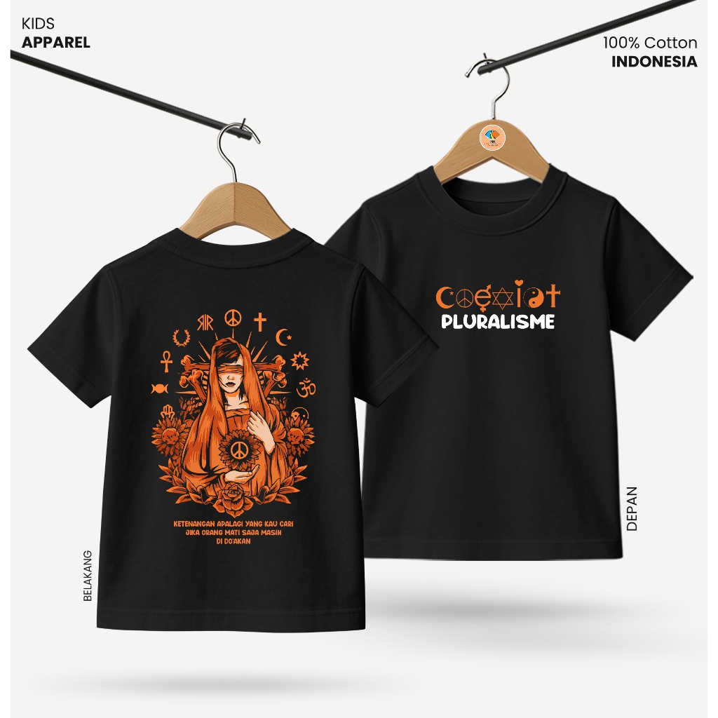 Baju Kaos Distro Anak Laki Laki Depan Belakang Keren Usia 3 - 10 Tahun - Kidswear Motif Pluralisme V