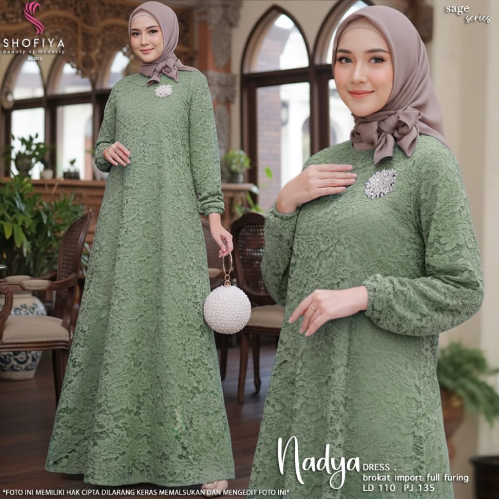 Nadya Dress Brokat Premium ORI Shofiya