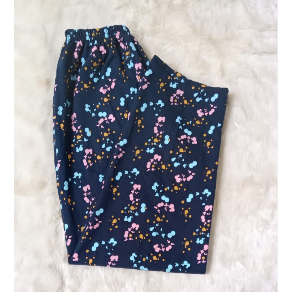 Celana Tidur Panjang Wanita Rumahan Pinggang Karet Piyama Kekinian Bahan Kaos Baby Terry