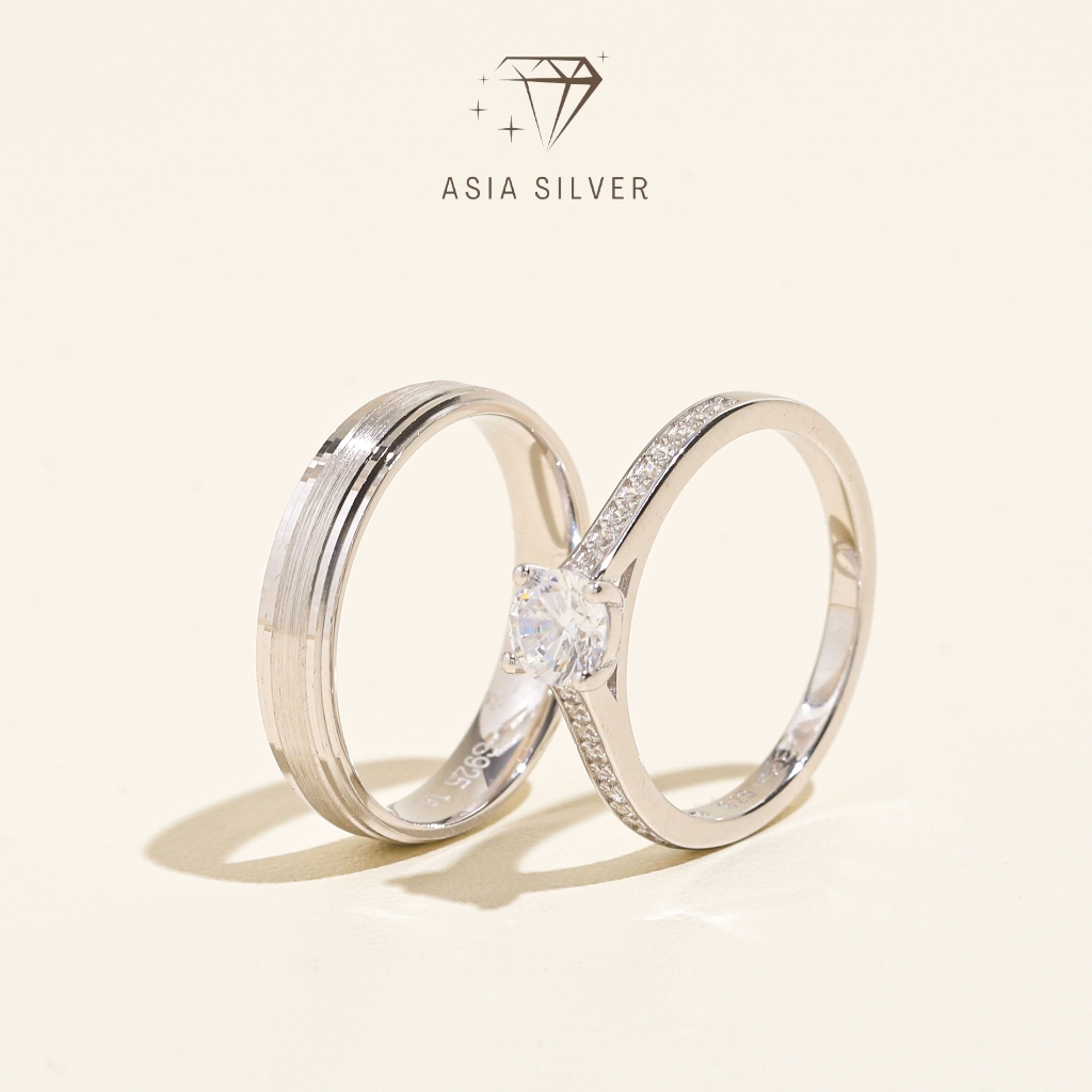 Cincin Couple Perak Silver 925 Tunangan Nikah Kawin Wedding Ring | Cincin Wanita / Pria Perak Silver