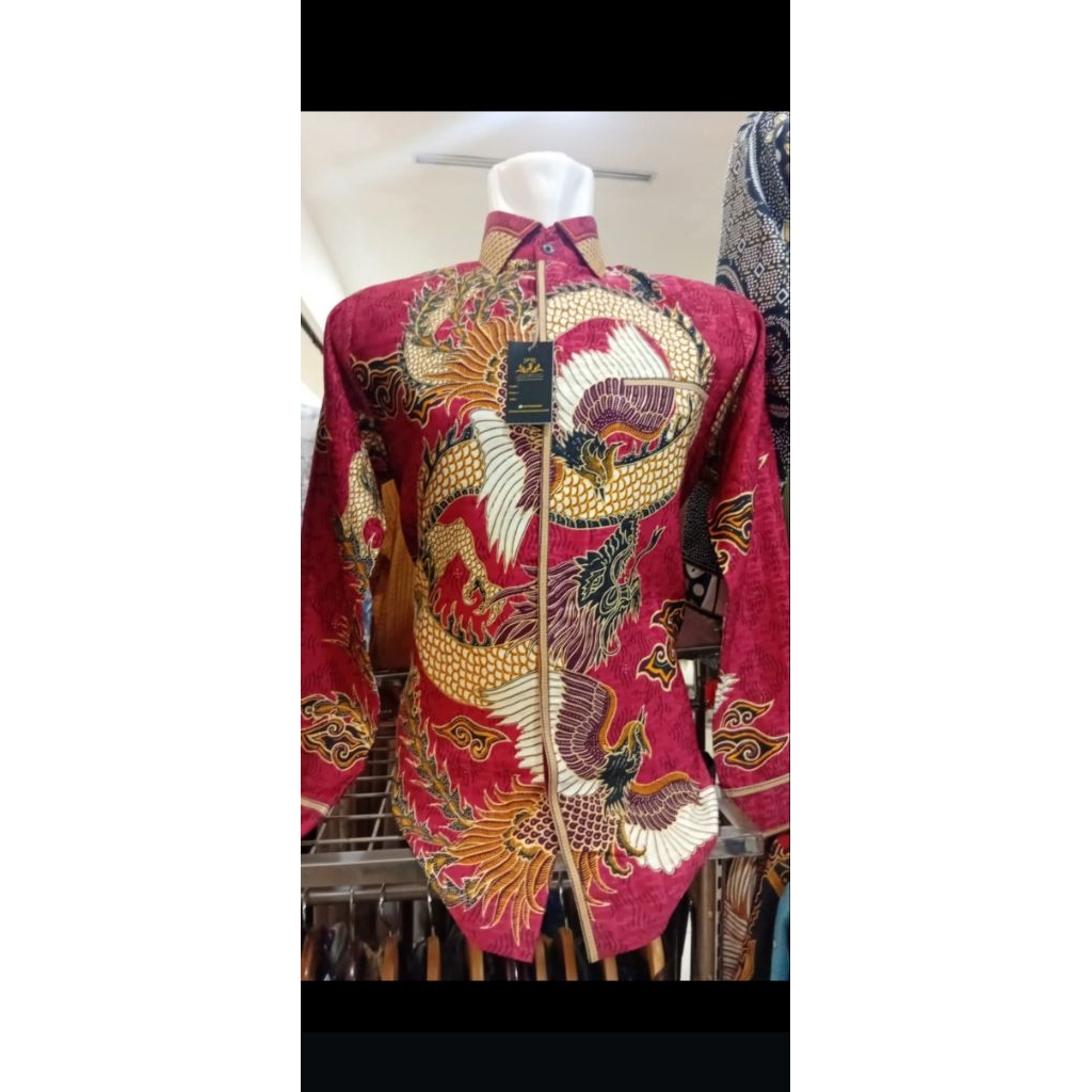 kemeja batik pria dobi prada motif naga emas