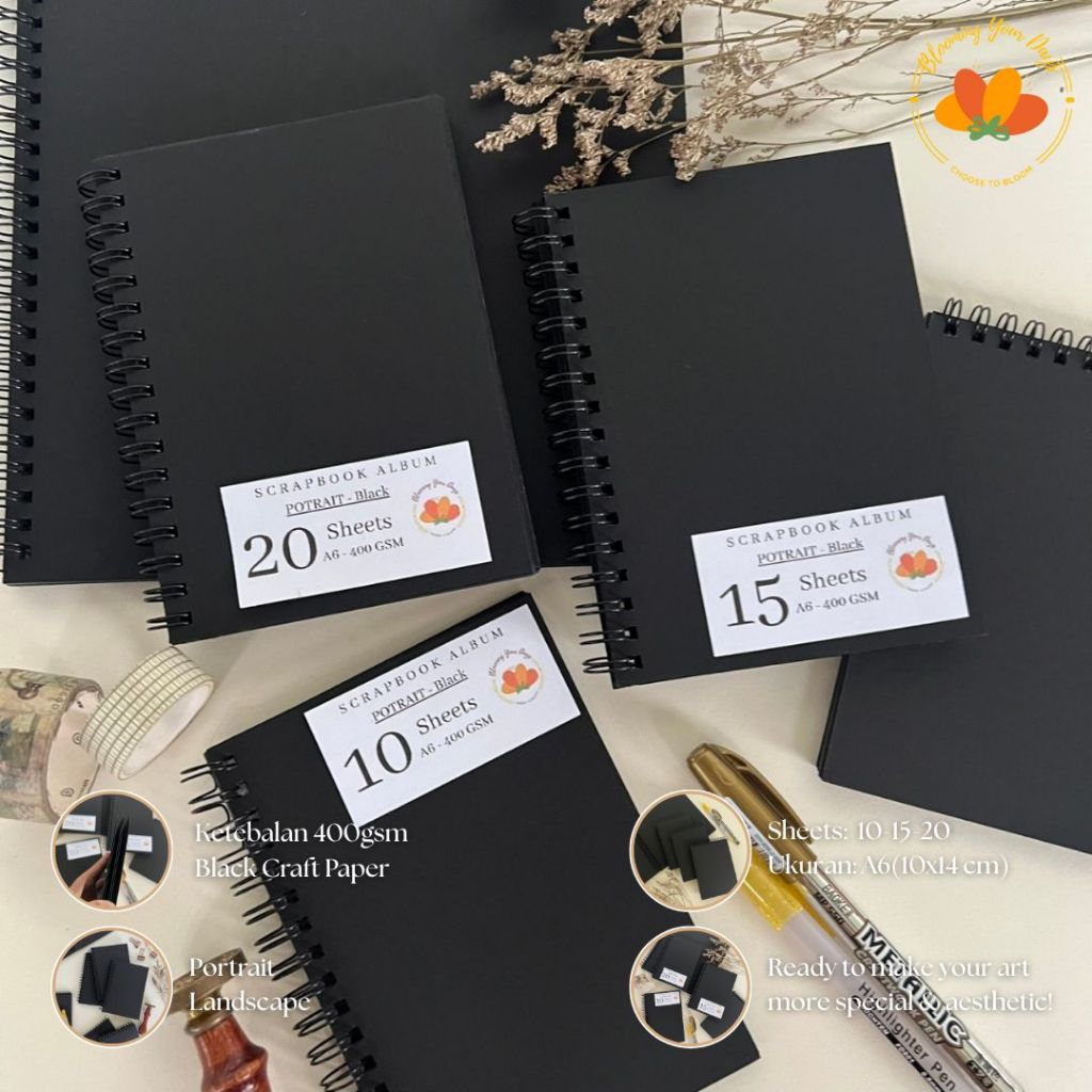 bloomingyourdays black scrapbook album vintage bukus scrapbook hitam scrapbook album polos | buku hi