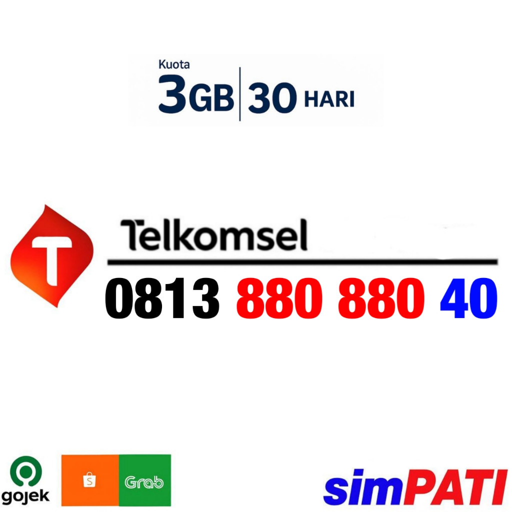 INCLUDE KOUTA 3GB -  Kartu Perdana Nomor Cantik Telkomsel Simpati - O813 880 880 40