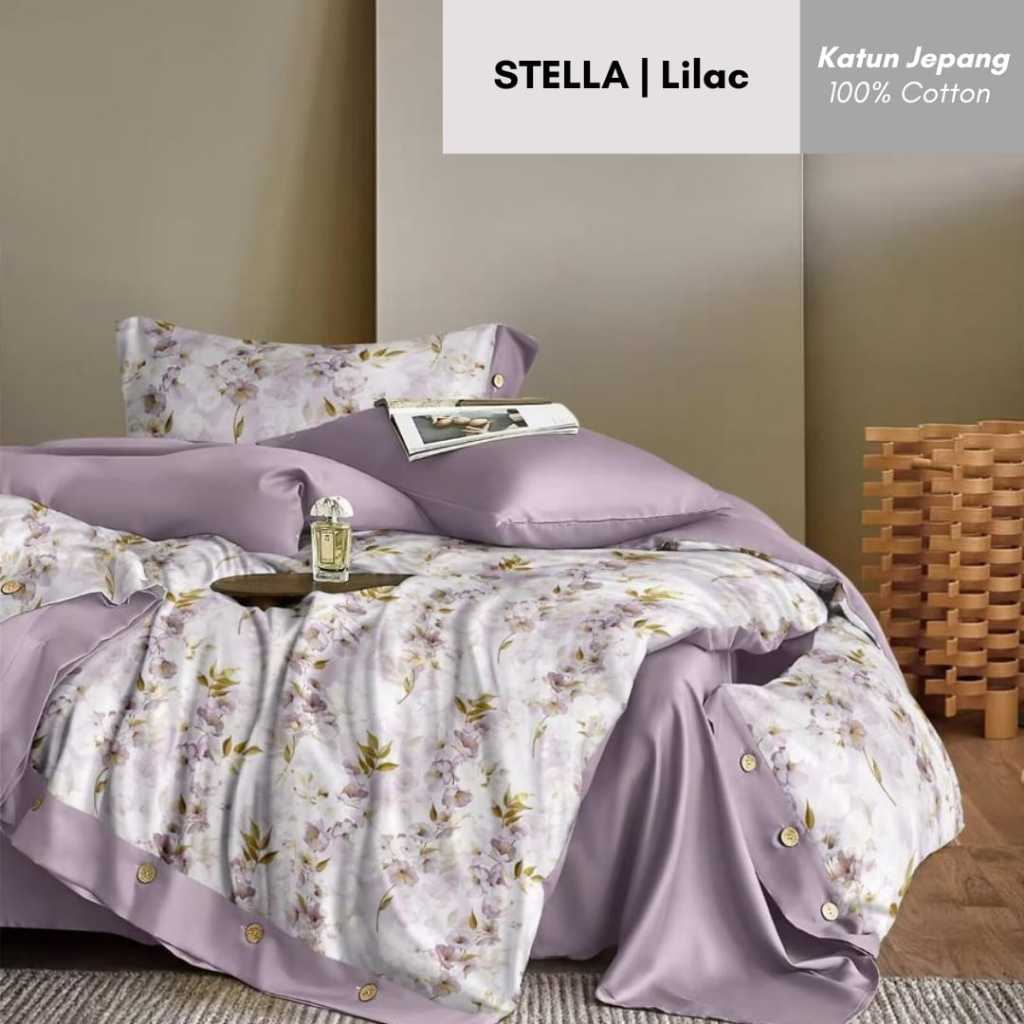 [Katun Jepang] Bahan Kain Sprei Motif STELLA LILAC