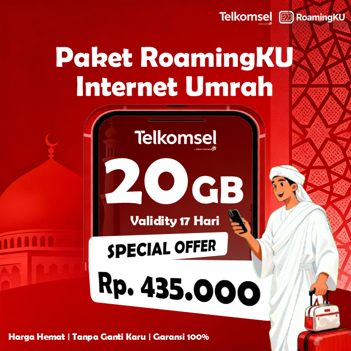 Paket Internet Umrah Telkomsel 20GB 4G/5G Stabil