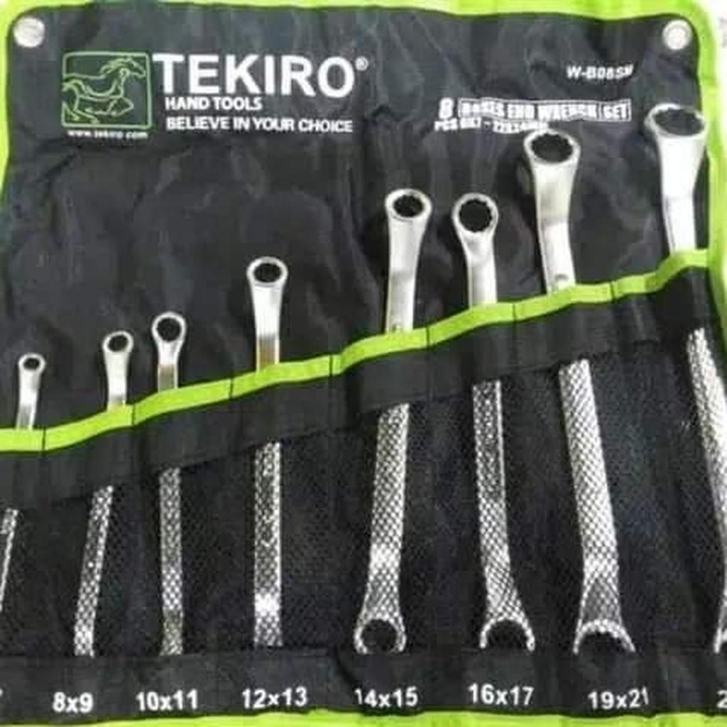 Tekiro Kunci Ring Set Double Ring 8Pcs 6x7 - 22x24mm Bahan Chrome Vanadium Kualitas JIS Original