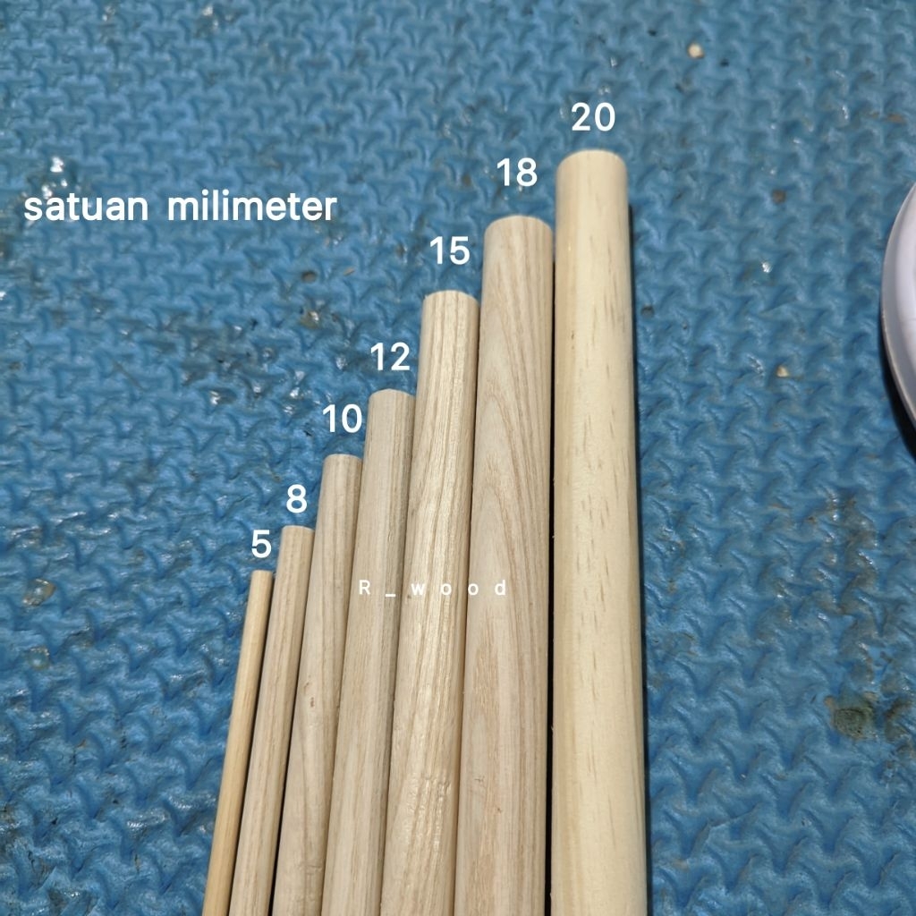 Dowel Kayu 5mm/8mm/10mm/12mm/15mm/18mm/20mm Panjang 50cm - Dowel Kayu oak/akasia