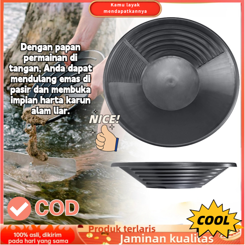 (COD/Gratis Ongkir)Asli asli 38cm Alat Gold Mining / Gold Panning Pan / Alat Dulang Saringan Emas/Pe