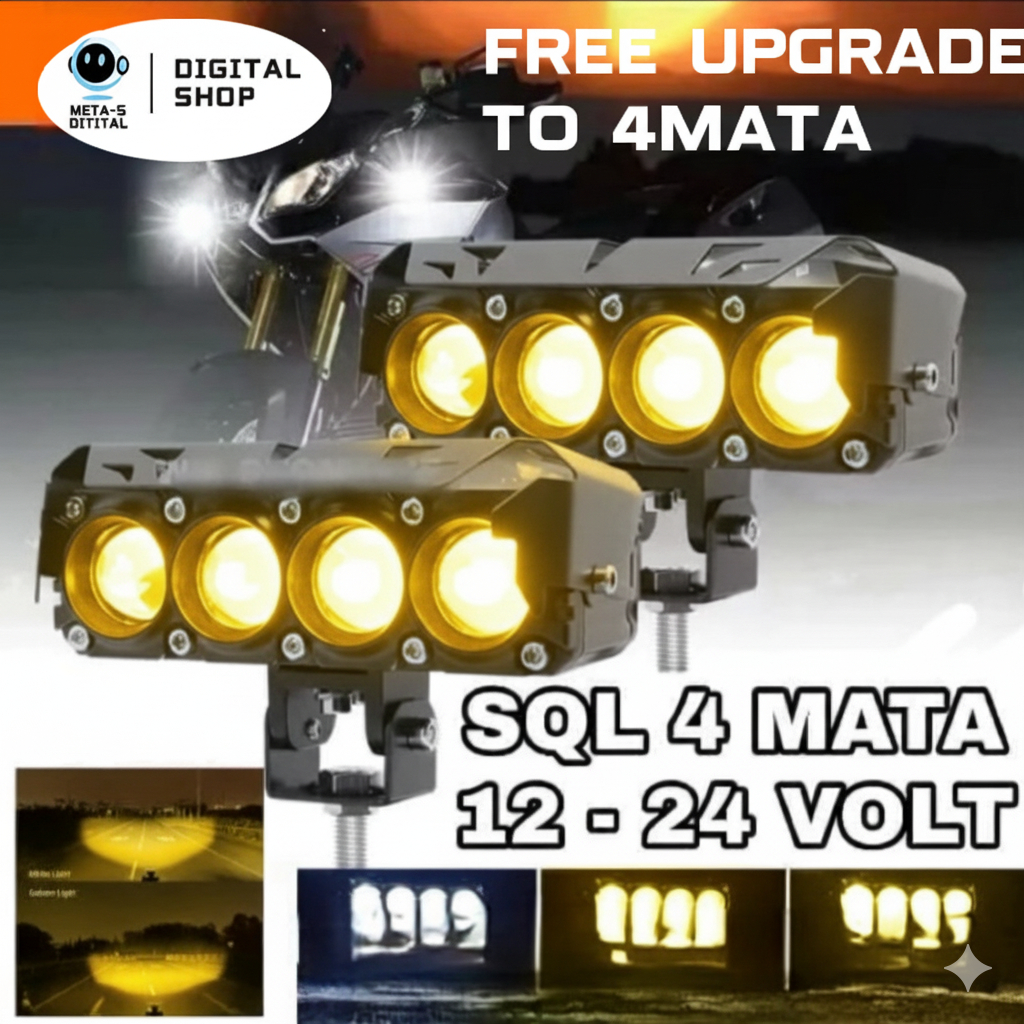 (FREE UPGRADE TO 4MATA)LAMPU TEMBAK 4 MATA 3 MATA 12VOLT - 24VOLT 80WATT MOTOR MOBIL AVANZA TRUCK FU