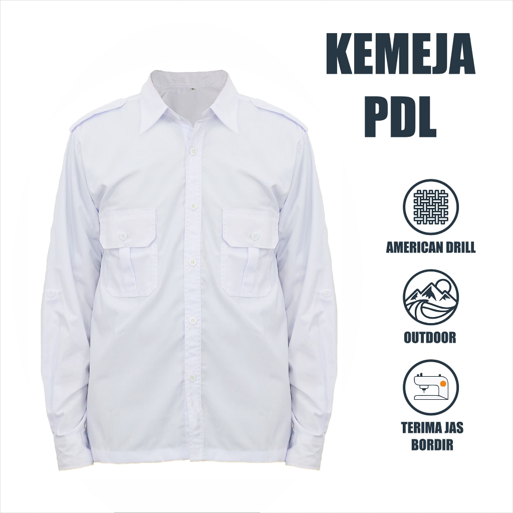 Kemeja PDL PDH Tactical Putih Lengan Panjang Pria Wanita Custom