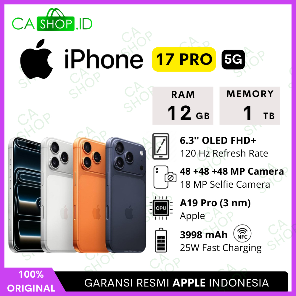 Apple iPhone 17 Pro - 256GB 512GB 1TB - New Baru Original Garansi Resmi Indonesia GDN TAM
