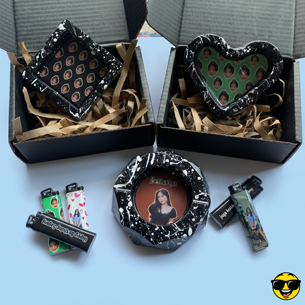 [BISA COD] Asbak Custom Nama & Foto | Kado Pacar Cowok Cewek | Hadiah Anniversary Unik Romantis | As