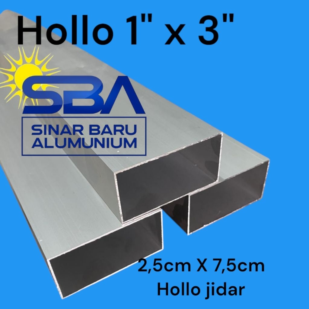 Hollo jidar alumunium 1inch x 3 inch panjang 2 meter