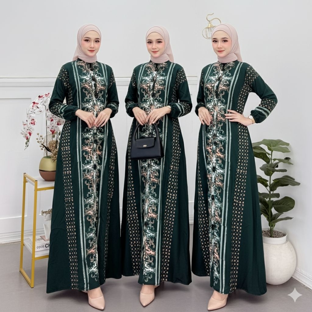 GAMIS Twill Rayon premium Muslim Nyaman Cantik Wanita Motif Salur Jepang Midi Linen