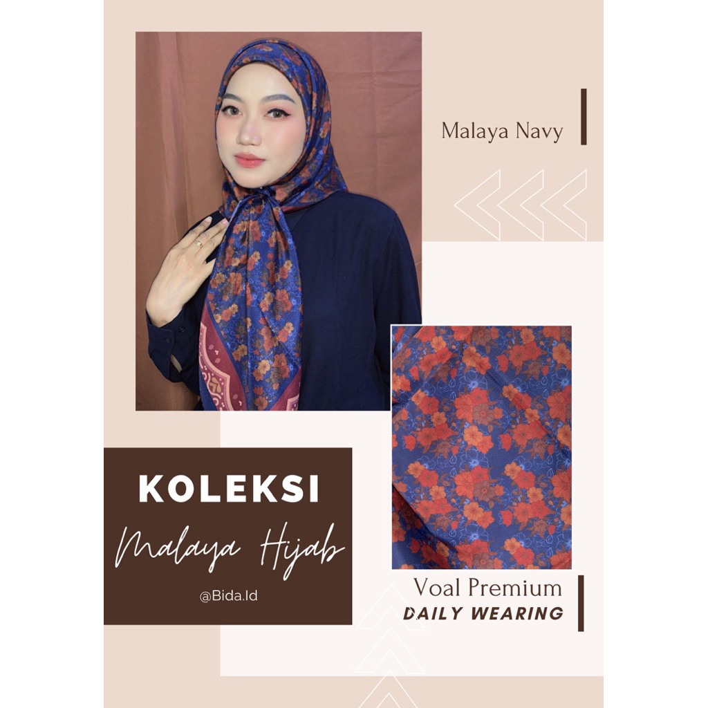 Malaya Hijab - Voal Premium Motif Navy