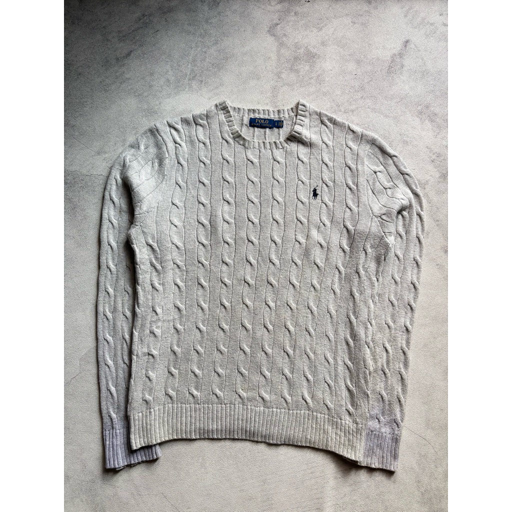 cable knit ralph lauren light grey