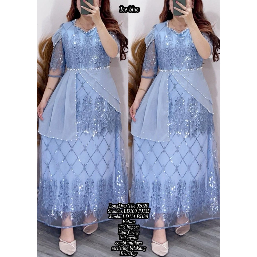 longdress tile natal / dress pesta tile mewah / dress kondangan / baju pesta