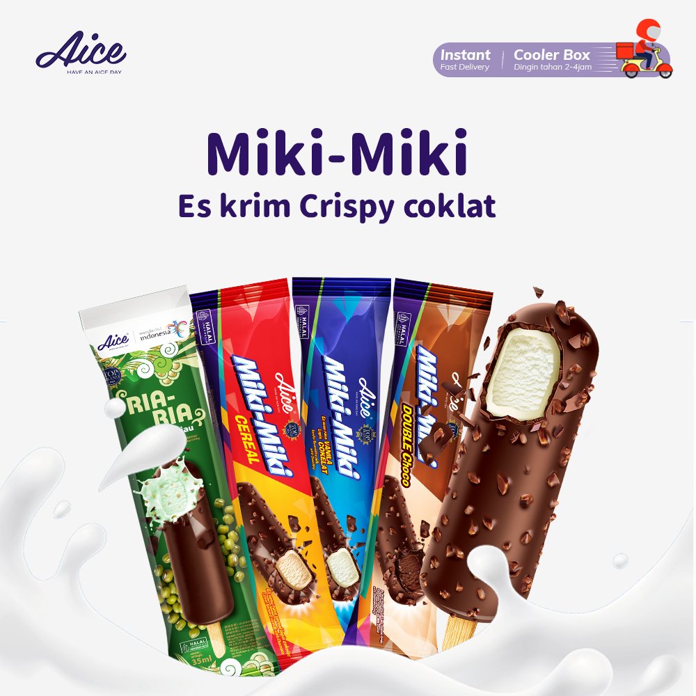 AICE MIKI-MIKI Chocolate Crispy Stick Series/aice Es Krim Cokelat crispy 30 pcs 50pcs
