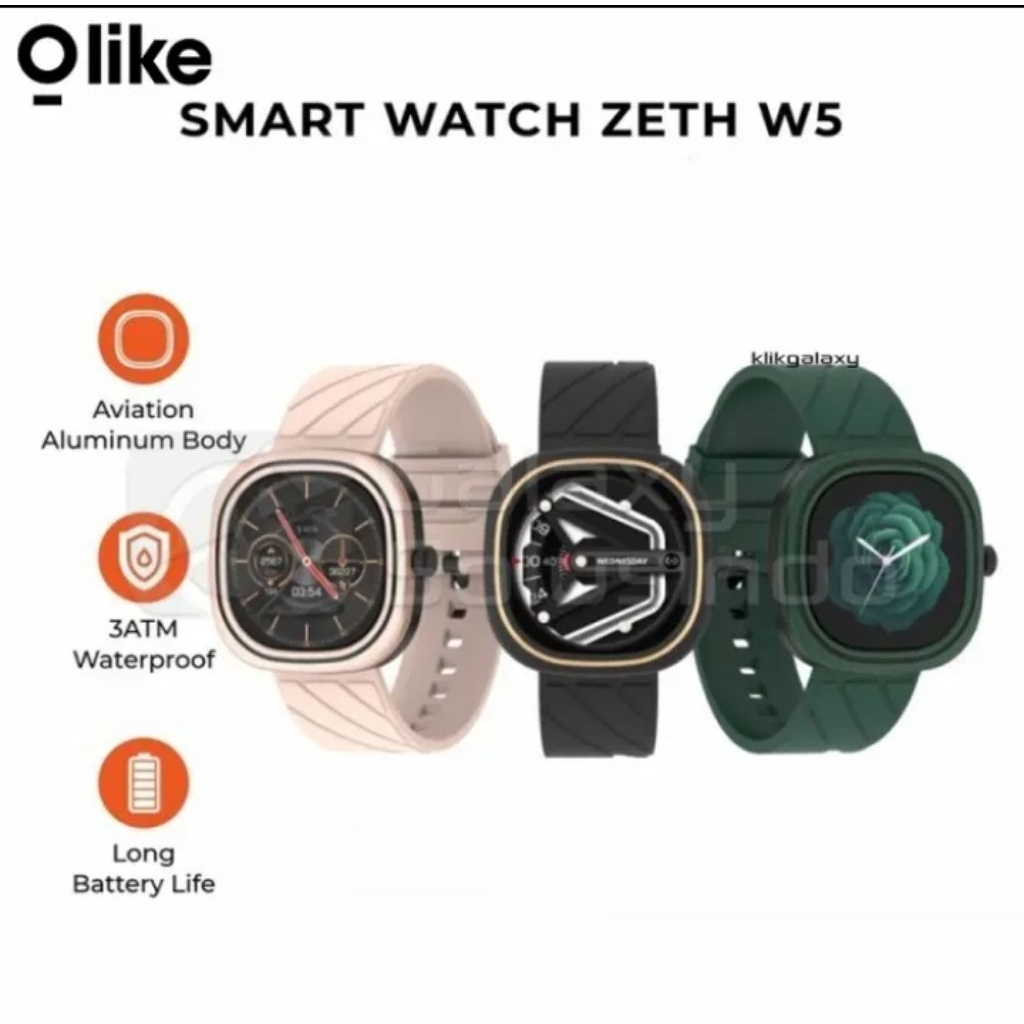 OLIKE ZETH W5 Health Monitoring Touch Screen Waterproof Smartwatch - Black