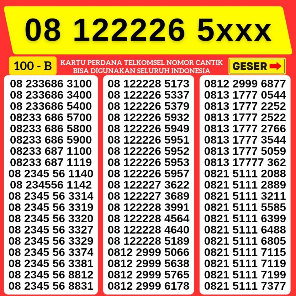 NOMOR KARTU PERDANA NOMOR CANTIK SIMPATI TELKOMSEL 4G 5G NOCAN SIMPATI TELKOMSEL KWARTED TRIPLE NOME