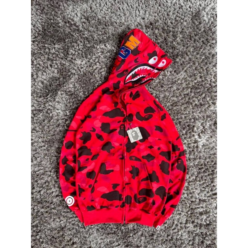 HOODIE ZIPPER BAPE MERAH DOUBLE