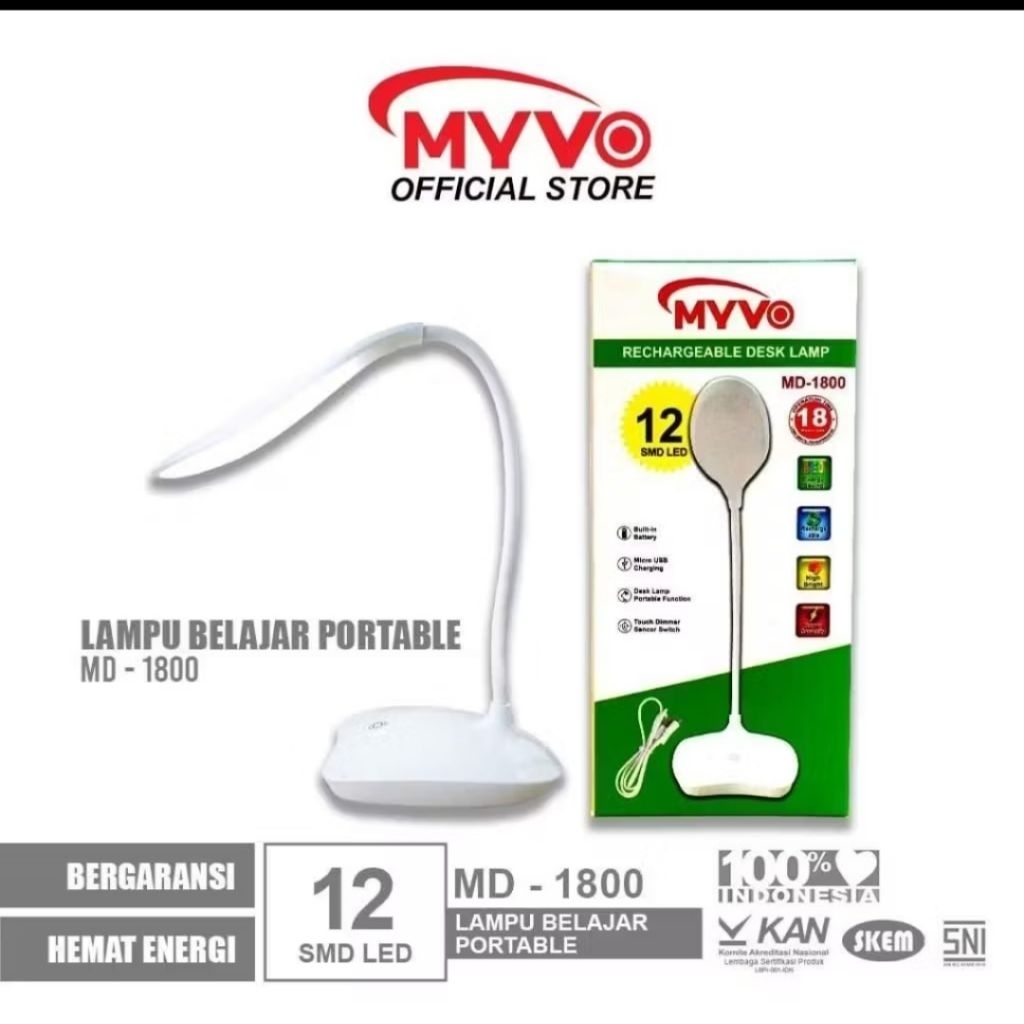 LAMPU BELAJAR MYVO DESK LAMP MD-1900 MD-1800 LAMPU MEJA JEPIT SENTUH