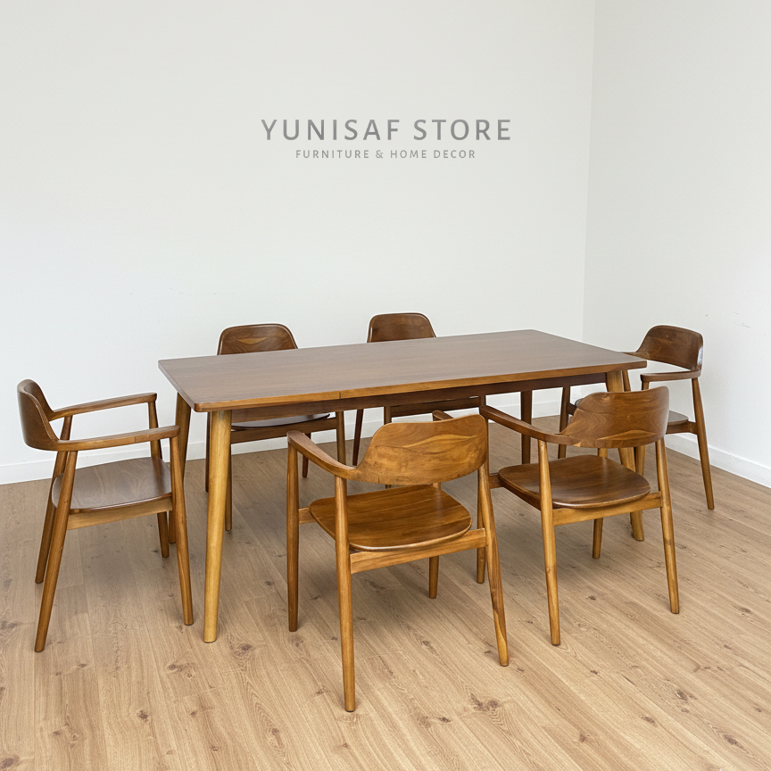 Meja Makan Jati 6 Kursi