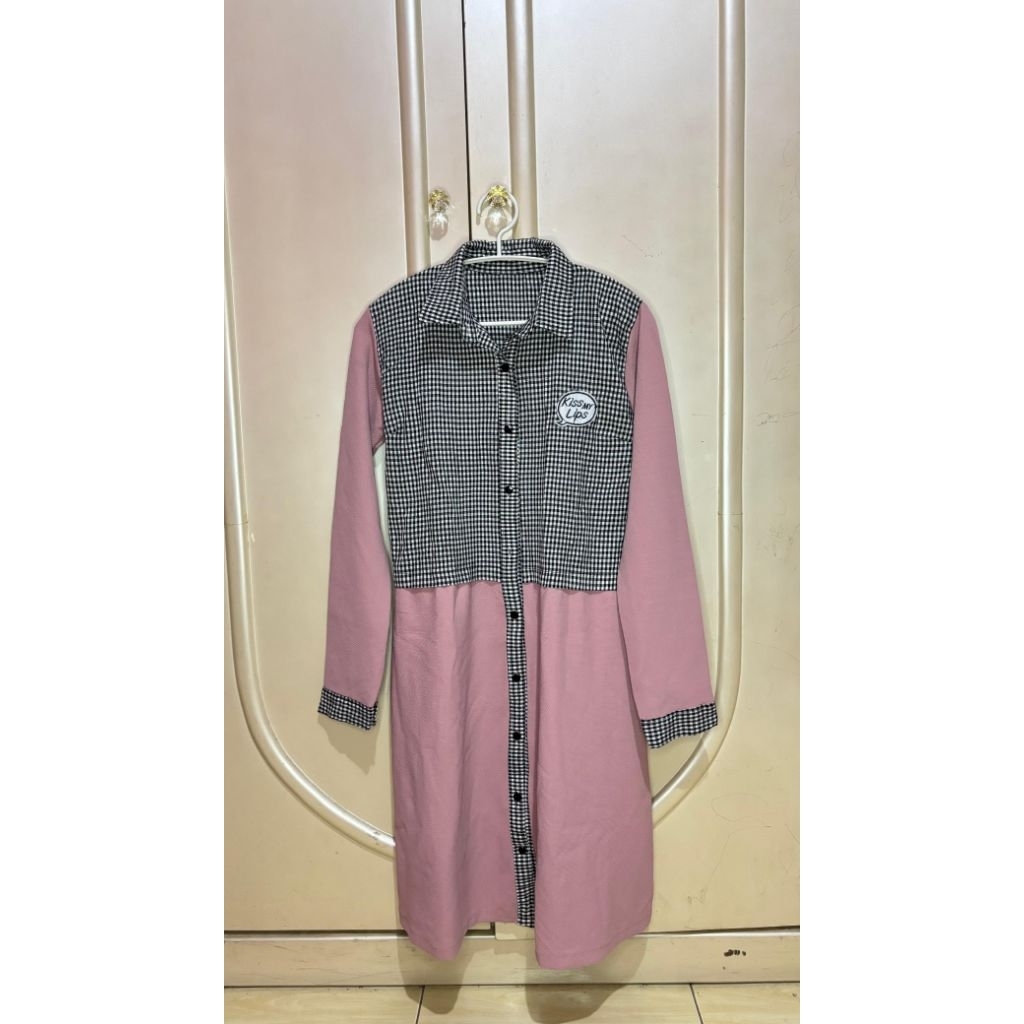 ATASAN TUNIK WANITA MOTIF KOTAK KECIL/TUNIK WANITA/BAJU ATASAN WANITA/BAJU WANITA