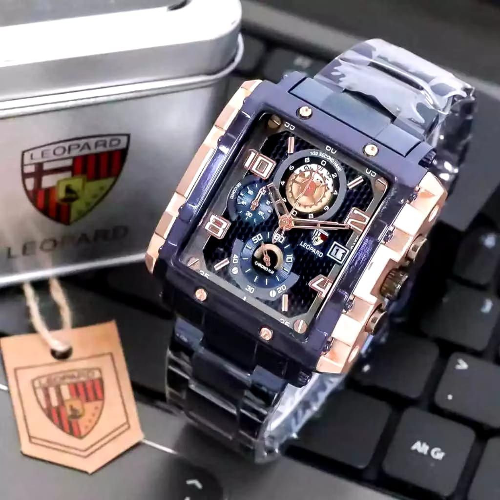 jam tangan leopard 8826 stainless steel original(RANTAI BIRU