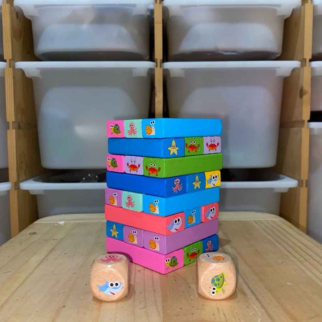 Mainan Jenga Stacking Animal Wooden