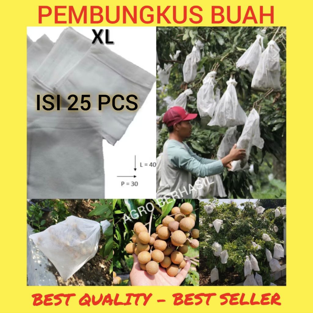 Pembungkus Buah untuk Kelengkeng, Melon, Jambu Air, Jeruk Bali, Kesemek, dll /  Fruit Cover (25 pcs 