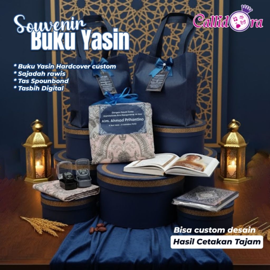 souvenir paket yasin tahlil/souvenir sajadah sablon/hampers mengenang 40 hari/100 hari/haul/souvenir