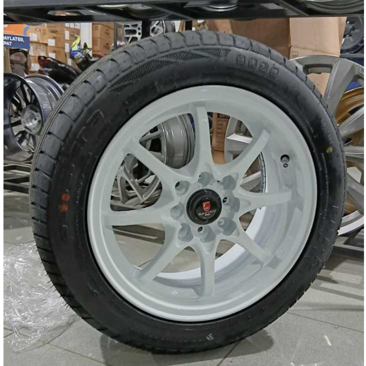 Paketan Velg Racing White R15 HSR CE28 Untuk Honda Brio Dan Ban 195 55 Ring 15 Accelera