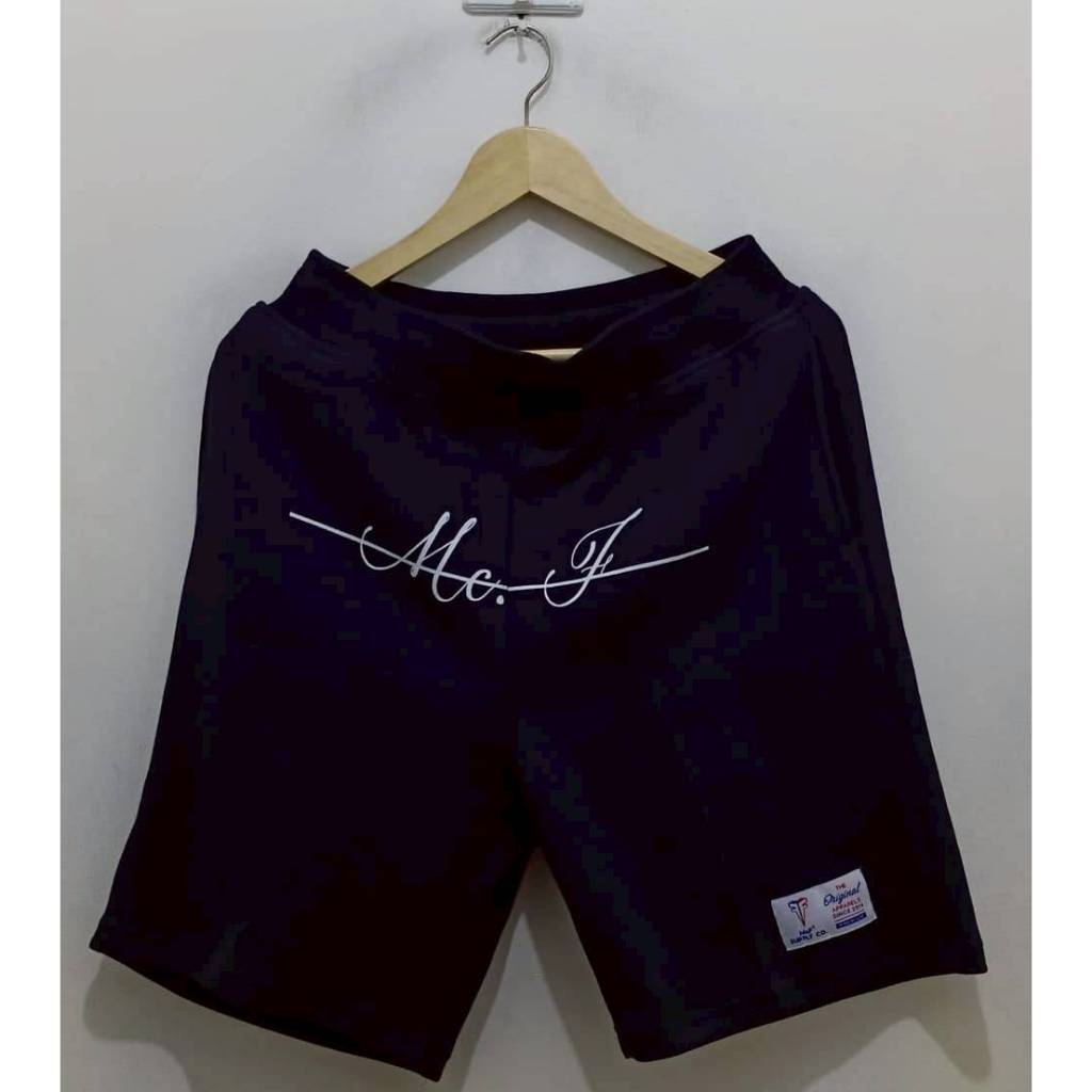 CELANA PENDEK SHORT PANTS SWEATPANTS MCF STRIP BORDIR BLACK
