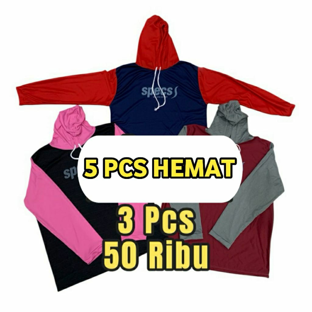 [Promo 3 Pcs]Kaos Sawah Lengan Panjang Kupluk Topi Pria Wanita/kaos Sawahan Lengan Panjang