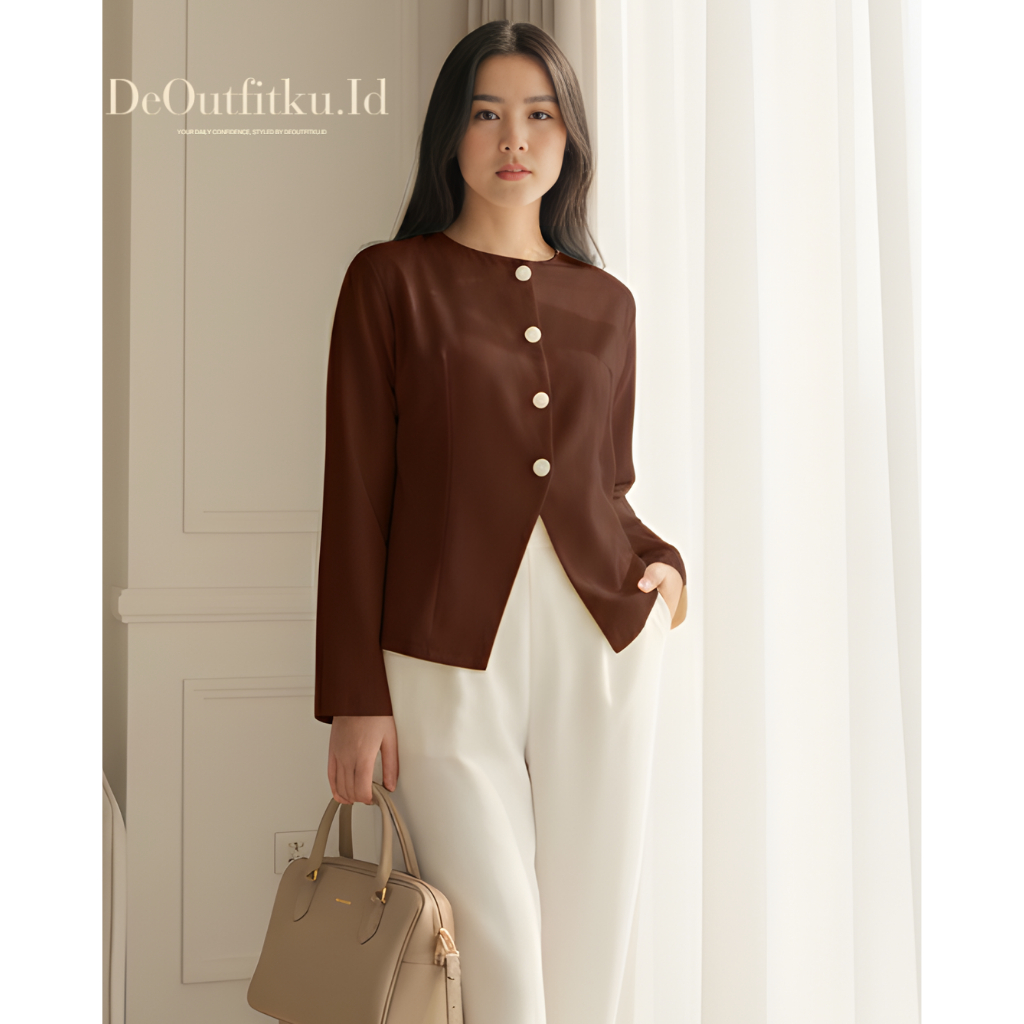 Deoutfitku - Blazer Wanita Kekinian Blazer Kerja Formal Premium Outer Kerja Hijab Look Premium