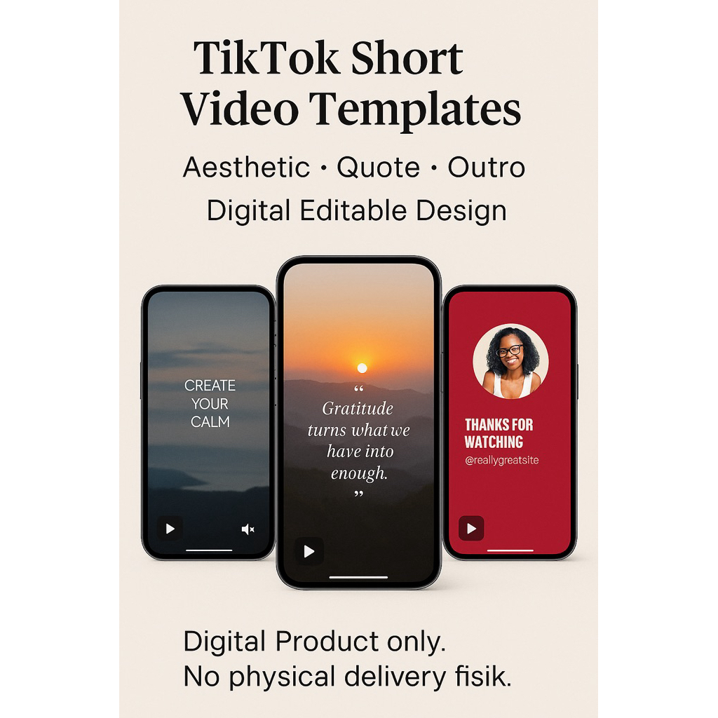 TikTok Short Video Template Edit– Aesthetic Edit / Quote / Outro – Digital Design
