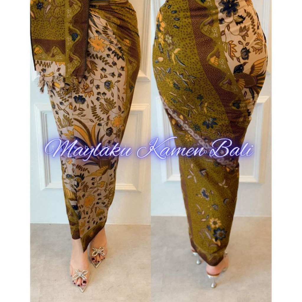 Maylaku Kamen Bali - Kamen Sutra Paris Set Selendang Motif Merak Kamen Lembaran Set Selendang